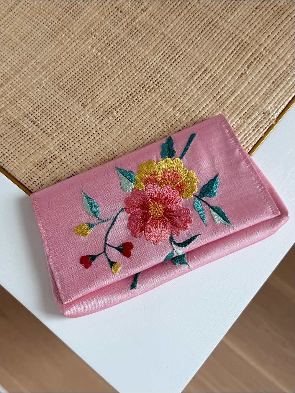 Chan Luu - Vintage Pink Floral Embroidered Clutch